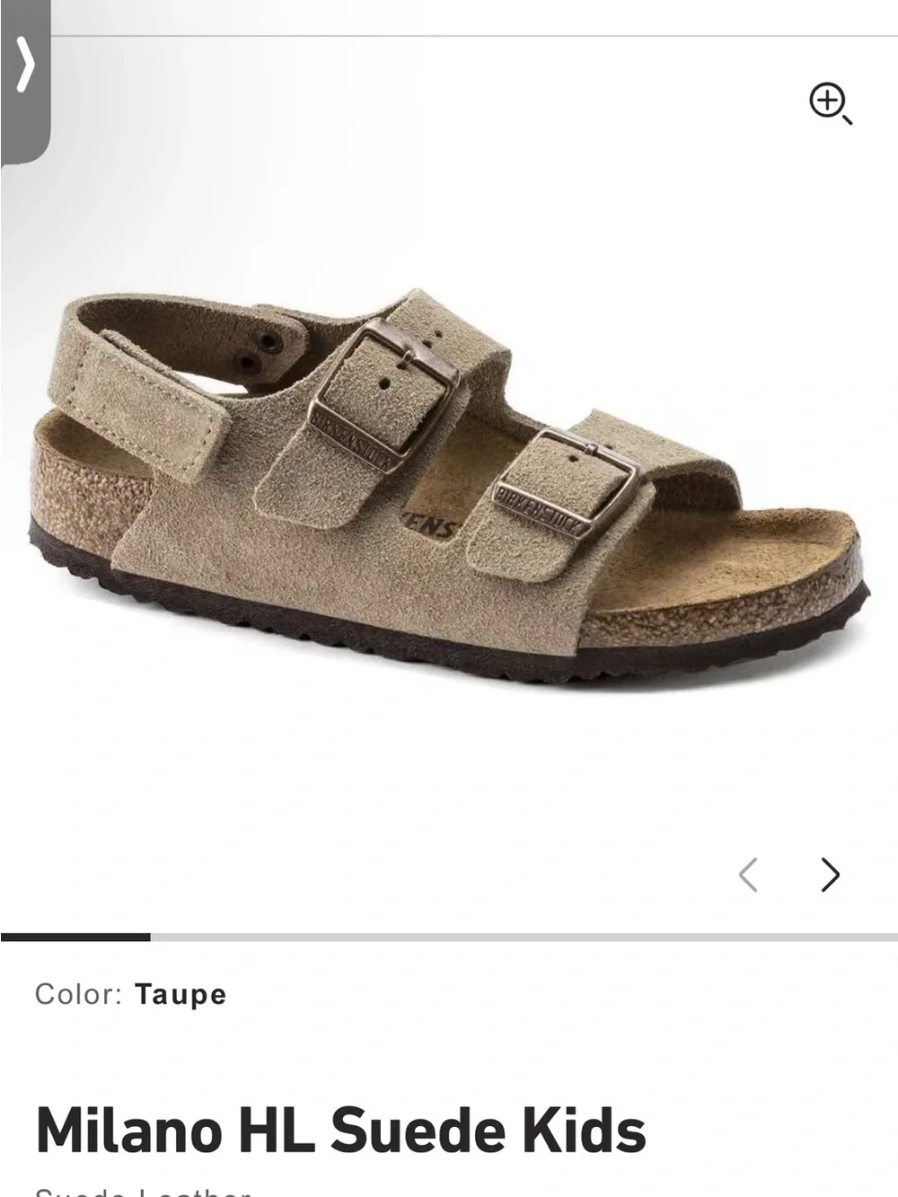 Birkenstock Kids Tan Suede Two-Strap Sandals with Heel Strap
